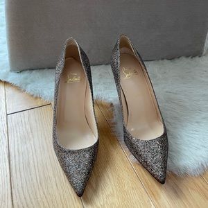 Christian Louboutin gold sparkle heels sz37.5